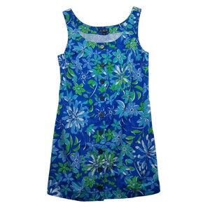 J. Crew Dress Women's Small Button Front Shift Dress Cobalt Blue Floral‎ 2024
